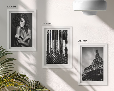 Mur de cadres Portrait d'une femme avec une rose, la tour Eiffel et un motif de piano