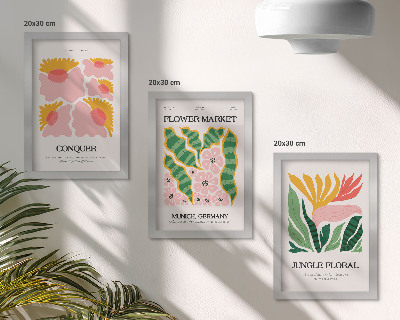 Ensemble de 3 tableaux Affiches de fleurs et de feuilles de style moderne