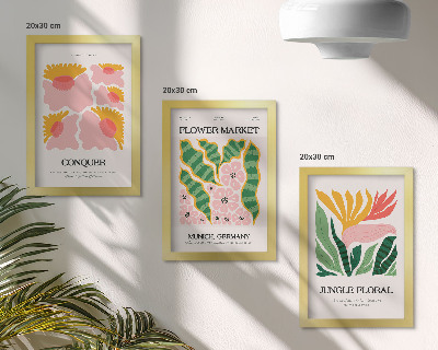 Ensemble de 3 tableaux Affiches de fleurs et de feuilles de style moderne