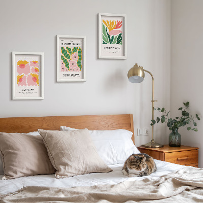 Ensemble de 3 tableaux Affiches de fleurs et de feuilles de style moderne