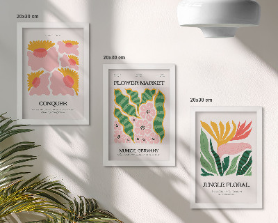 Ensemble de 3 tableaux Affiches de fleurs et de feuilles de style moderne