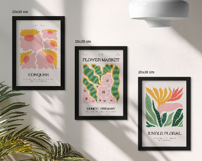 Ensemble de 3 tableaux Affiches de fleurs et de feuilles de style moderne