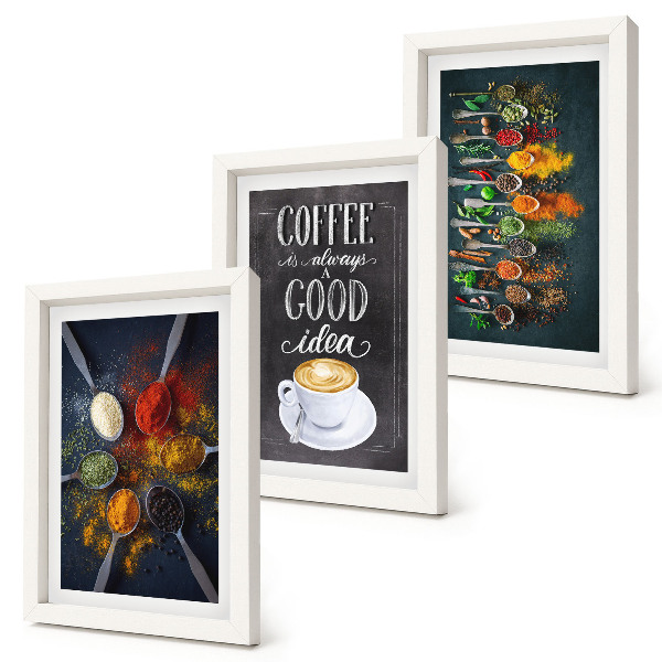 Mur de cadres Café aux épices avec une tasse de motifs d'herbes aromatiques