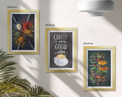 Mur de cadres Café aux épices avec une tasse de motifs d'herbes aromatiques