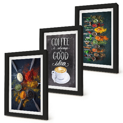 Mur de cadres Café aux épices avec une tasse de motifs d'herbes aromatiques