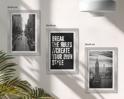 Lot de 3 tableaux Rues de la ville en noir et blanc avec une inscription inspirante