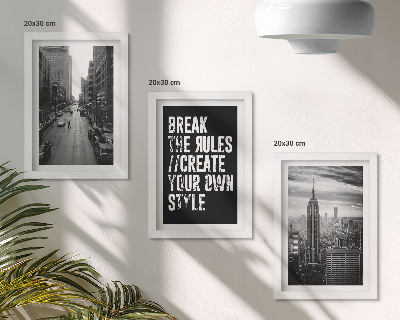 Lot de 3 tableaux Rues de la ville en noir et blanc avec une inscription inspirante