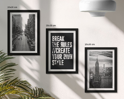 Lot de 3 tableaux Rues de la ville en noir et blanc avec une inscription inspirante