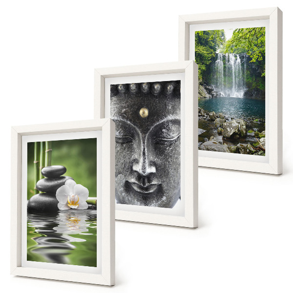 Mur de cadres Harmonie de la nature avec les pierres, l'eau et Bouddha