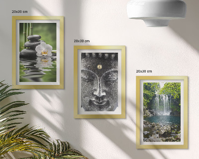 Mur de cadres Harmonie de la nature avec les pierres, l'eau et Bouddha