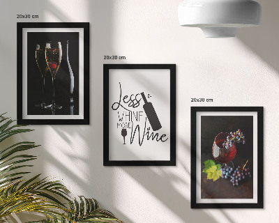 Lot de 3 tableaux Verres à vin avec des raisins et une inscription sur le vin