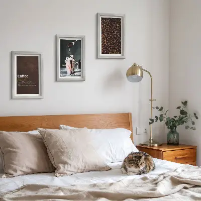 Ensemble de 3 tableaux représentant une définition de boisson au café et crème fouettée