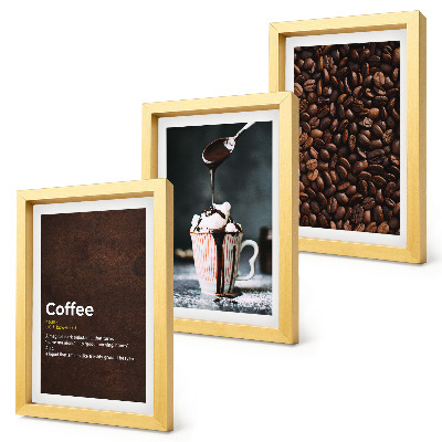 Ensemble de 3 tableaux Définition d'une boisson à la crème fouettée au café