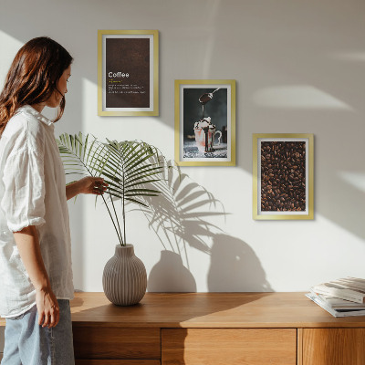 Ensemble de 3 tableaux Définition d'une boisson à la crème fouettée au café