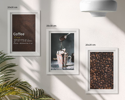 Ensemble de 3 tableaux Définition d'une boisson à la crème fouettée au café