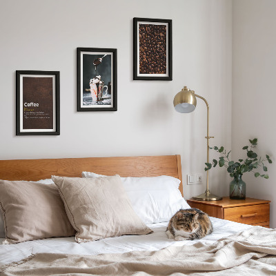 Ensemble de 3 tableaux Définition d'une boisson à la crème fouettée au café