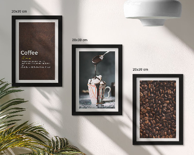 Ensemble de 3 tableaux Définition d'une boisson à la crème fouettée au café