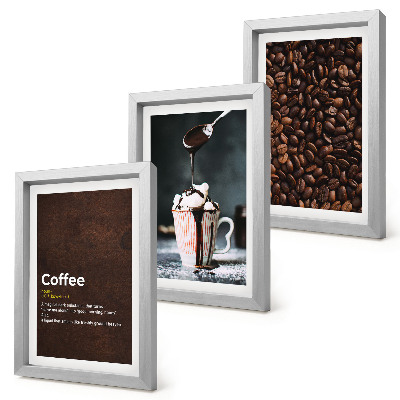 Ensemble de 3 tableaux Définition d'une boisson à la crème fouettée au café