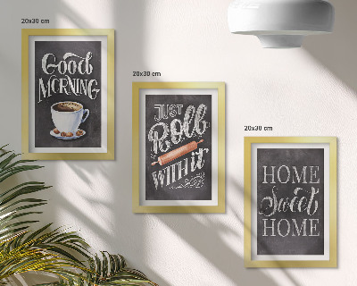 Lot de 3 tableaux Thèmes de cuisine à domicile, inscriptions sur tableau noir