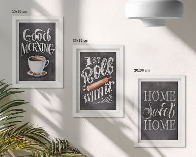 Lot de 3 tableaux Thèmes de cuisine à domicile, inscriptions sur tableau noir