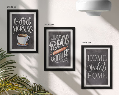 Lot de 3 tableaux Thèmes de cuisine à domicile, inscriptions sur tableau noir