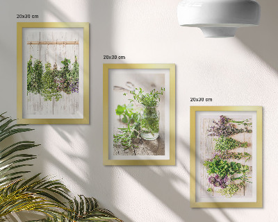 Ensemble de 3 tableaux Séchage des herbes et des plantes pour la cuisine