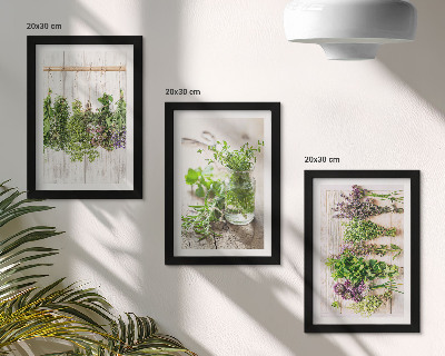 Ensemble de 3 tableaux Séchage des herbes et des plantes pour la cuisine
