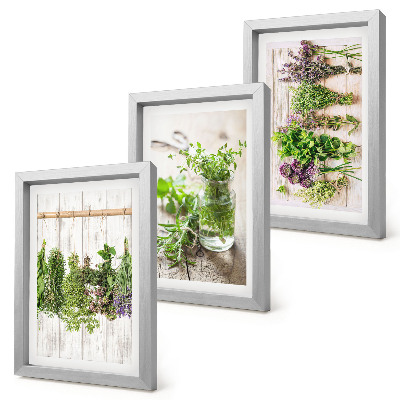 Ensemble de 3 tableaux Séchage des herbes et des plantes pour la cuisine