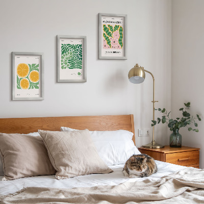 Ensemble de 3 tableaux Affiches à motifs de fruits et de plantes aux couleurs pastel