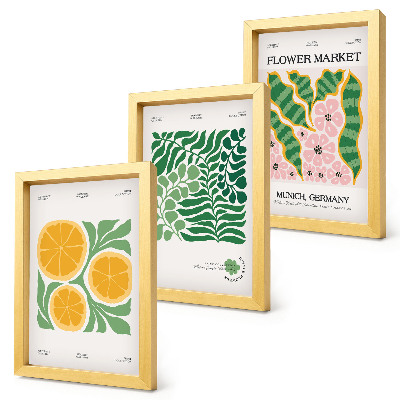 Ensemble de 3 tableaux Affiches à motifs de fruits et de plantes aux couleurs pastel