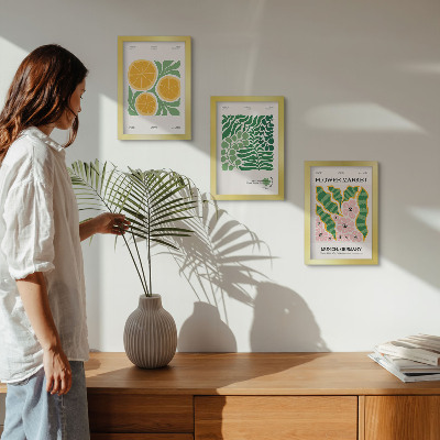 Ensemble de 3 tableaux Affiches à motifs de fruits et de plantes aux couleurs pastel