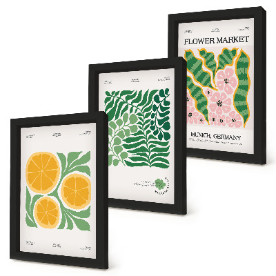 Ensemble de 3 tableaux Affiches à motifs de fruits et de plantes aux couleurs pastel