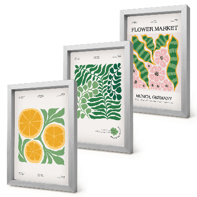 Ensemble de 3 tableaux Affiches à motifs de fruits et de plantes aux couleurs pastel