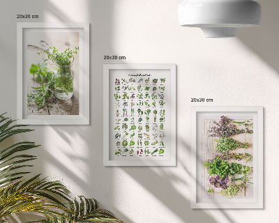Mur de cadres Liste de plantes séchées pour la cuisine