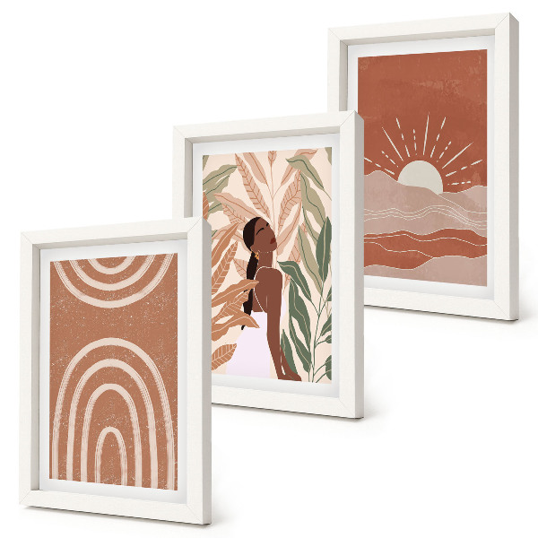 Lot de 3 tableaux Formes et illustrations abstraites bohèmes