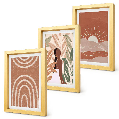 Lot de 3 tableaux Formes et illustrations abstraites bohèmes