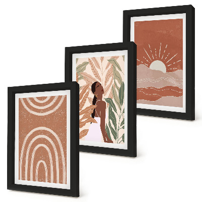 Lot de 3 tableaux Formes et illustrations abstraites bohèmes