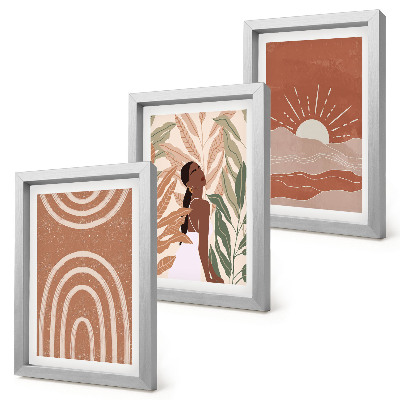 Lot de 3 tableaux Formes et illustrations abstraites bohèmes