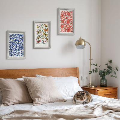 Ensemble de 3 tableaux Affiches vintage de fleurs, papillons et ornements