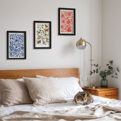 Ensemble de 3 tableaux Affiches vintage de fleurs, papillons et ornements