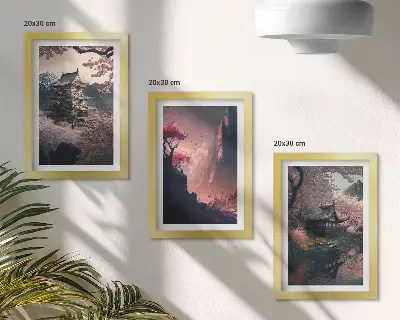 Paysages fantastiques des montagnes japonaises ensemble de 3 tableaux