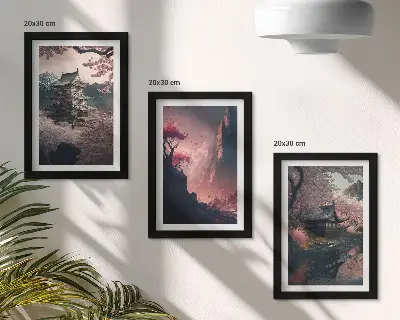 Paysages fantastiques des montagnes japonaises ensemble de 3 tableaux