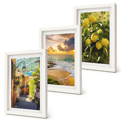 Mur de cadres Rues pittoresques, mer, plage et agrumes