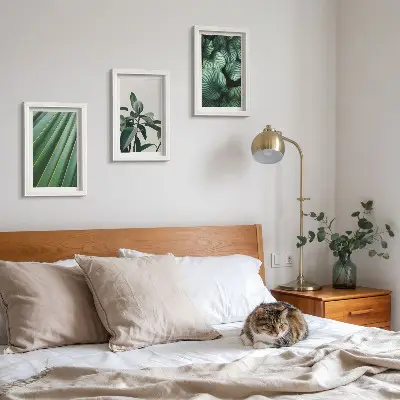 Lot de 3 tableaux à motifs de feuilles tropicales dans des nuances de vert