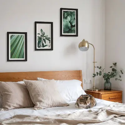 Lot de 3 tableaux à motifs de feuilles tropicales dans des nuances de vert