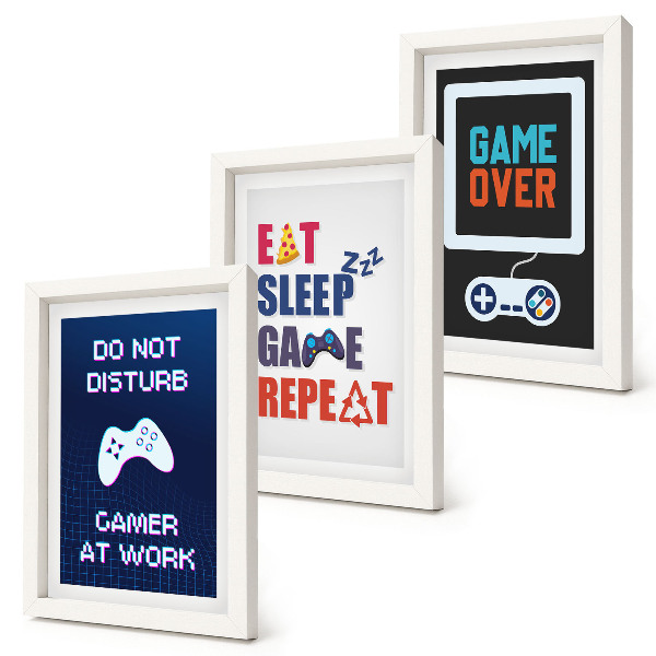 Lot de 3 tableaux Sous-titres de jeux vidéo liés au divertissement