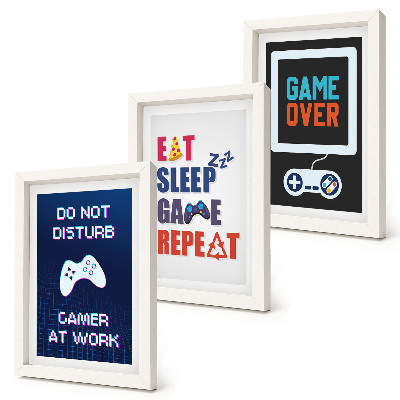 Lot de 3 tableaux Sous-titres de jeux vidéo liés au divertissement