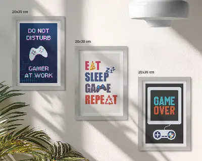 Lot de 3 tableaux sur le thème du divertissement et des jeux vidéo