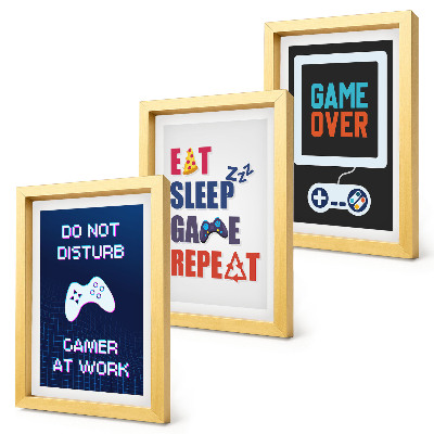 Lot de 3 tableaux Sous-titres de jeux vidéo liés au divertissement
