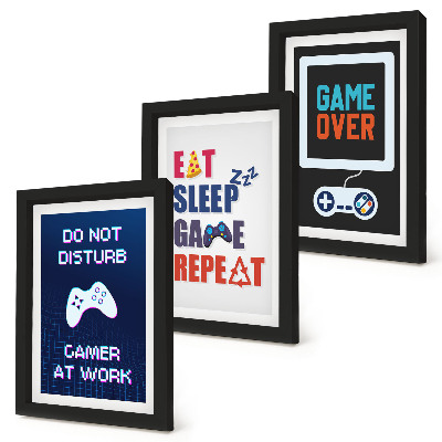 Lot de 3 tableaux Sous-titres de jeux vidéo liés au divertissement